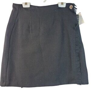 90s Woolrich Wool Skirt 10 Fringe Accent Classic Vintage Black Lined Deadstock